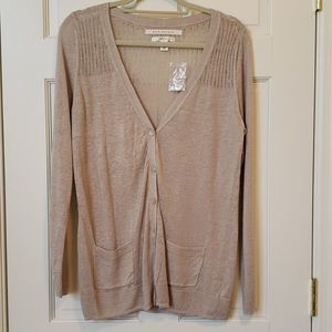 Max Studio Linen Cardigan Large NWT Wheat
